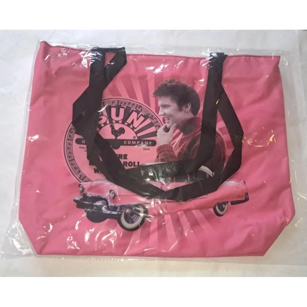 Elvis Presley Sun Records Tote Bag Shoulder Shopping Gift King New Pink Cadillac - Picture 3 of 5